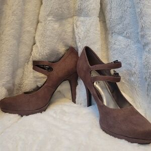 Xappeal Chic Brown Double Strap Heels